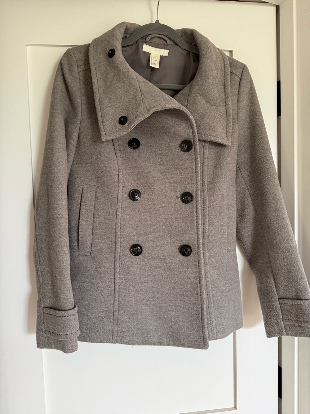 H&M Gray Double-Breasted Peacoat